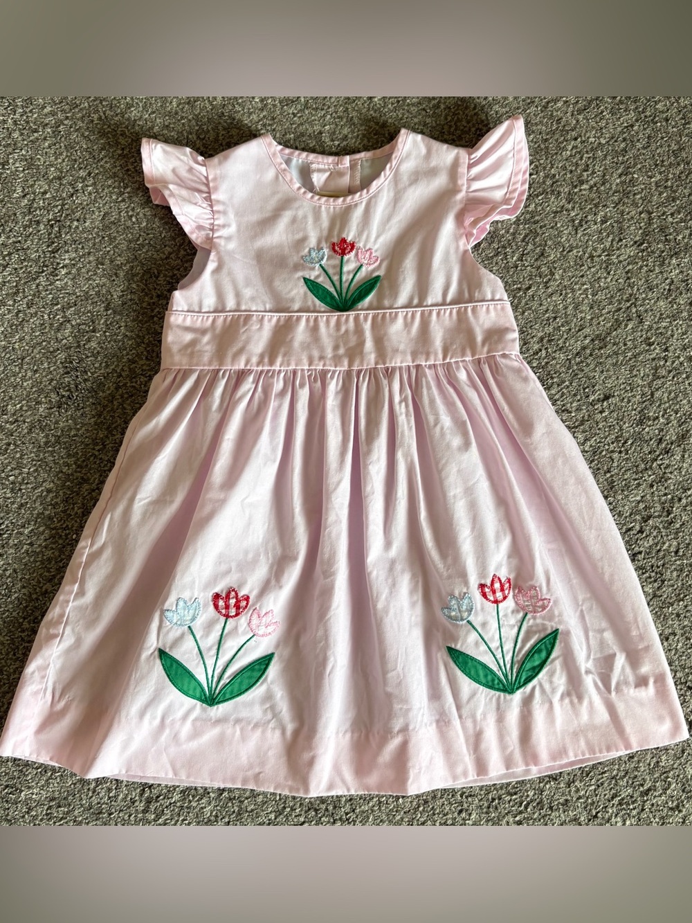 The Beaufort Bonnet Company Pink Tulip Embroidered Girls' Dress